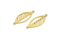 Pirinç Yaprak Charm, 2 Döngülü 12 Ham Pirinç Yaprak Bağlantı Parçası, Bulgular (28x12x0,60 mm) A4518