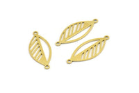 Pirinç Yaprak Charm, 2 Döngülü 12 Ham Pirinç Yaprak Bağlantı Parçası, Bulgular (28x12x0,60 mm) A4518