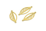 Pirinç Yaprak Charm, 2 Döngülü 12 Ham Pirinç Yaprak Bağlantı Parçası, Bulgular (28x12x0,60 mm) A4518