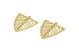 Brass Leaf Charm, 12 Raw Brass Triangle Leaf Charms With 1 Loop, Findings (22x21x0.60mm) A4519