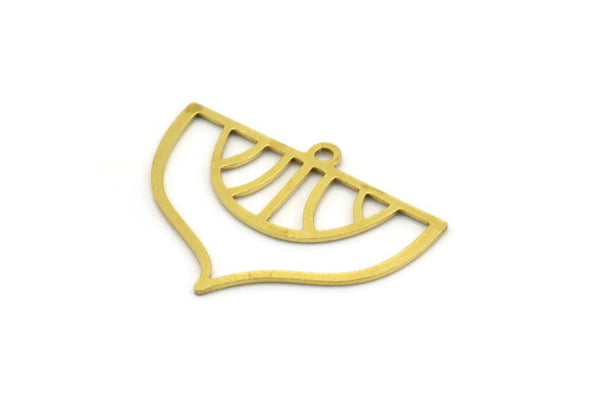 Brass Charm, 12 Raw Brass Ethnic Motif Charms With 1 Loop, Earring Charms, Pendant Charms (26x19x0.60mm) A4513