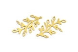 Brass Flower Charm, 8 Raw Brass Flower Shaped Charms With 1 Loop, Findings (36x22x0.60mm) A4542