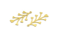 Brass Flower Charm, 12 Raw Brass Flower Shaped Charms With 1 Loop, Findings (30x16x0.60mm) A4556