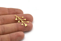 Brass Flower Charm, 12 Raw Brass Flower Shaped Charms With 1 Loop, Findings (30x16x0.60mm) A4556