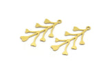Brass Flower Charm, 12 Raw Brass Flower Shaped Charms With 1 Loop, Findings (30x16x0.60mm) A4556