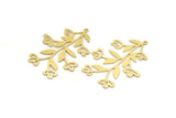 Brass Flower Charm, 4 Raw Brass Flower Shaped Charms With 1 Loop, Findings (46x36x0.60mm) A4543