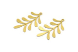 Brass Leaf Charm, 8 Raw Brass Branch Charms With 1 Loop, Charm Pendants (34x19.5x0.60mm) A4541