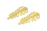Brass Leaf Charm, 6 Raw Brass Branch Charms With 1 Loop, Charm Pendants (43x20x0.60mm) A4557