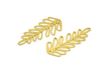 Brass Leaf Charm, 6 Raw Brass Branch Charms With 1 Loop, Charm Pendants (43x20x0.60mm) A4557