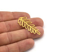 Brass Leaf Charm, 6 Raw Brass Branch Charms With 1 Loop, Charm Pendants (43x20x0.60mm) A4557