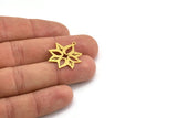 Brass Flower Charm, 8 Raw Brass Flower Shaped Charms With 1 Loop, Findings (26x22x0.60mm) A4548