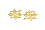 Brass Flower Charm, 8 Raw Brass Flower Shaped Charms With 1 Loop, Findings (26x22x0.60mm) A4548