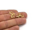 Brass Flower Charm, 24 Raw Brass Flower Shaped Charms With 1 Loop, Findings (15x21.5x0.60mm) A4552