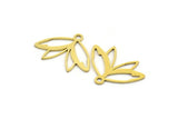Brass Flower Charm, 24 Raw Brass Flower Shaped Charms With 1 Loop, Findings (14.5x20x0.60mm) A4551