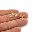 Brass Flower Charm, 24 Raw Brass Flower Shaped Charms With 1 Loop, Findings (14.5x20x0.60mm) A4551