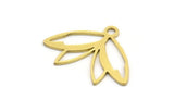Brass Flower Charm, 24 Raw Brass Flower Shaped Charms With 1 Loop, Findings (14.5x20x0.60mm) A4551
