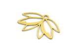 Brass Flower Charm, 24 Raw Brass Flower Shaped Charms With 1 Loop, Findings (15x21.5x0.60mm) A4552
