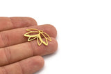 Brass Flower Charm, 10 Raw Brass Flower Shaped Charms With 1 Loop, Findings (19x29x0.60mm) A4553