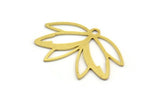 Brass Flower Charm, 10 Raw Brass Flower Shaped Charms With 1 Loop, Findings (19x29x0.60mm) A4553
