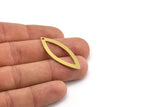 Brass Marquise Charm, 12 Raw Brass Oval Shaped Charms With 1 Hole (39x15x0.80mm) A4539