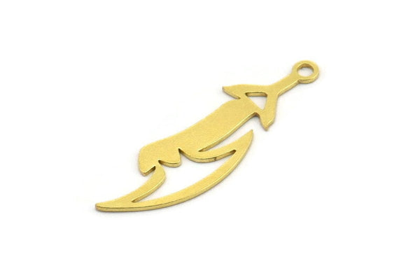 Brass Sword Charm, 24 Raw Brass Sword Shaped Charms With 1 Loop, Earrings, Charms Pendants, Axe Findings (33x10x0.60mm) A4537
