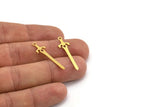 Brass Sword Charm, 24 Raw Brass Sword Shaped Charms With 1 Loop, Earrings, Charms Pendants, Findings (33x9x0.60mm) A4536