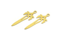 Brass Sword Charm, 24 Raw Brass Sword Shaped Charms With 1 Loop, Earrings, Charms Pendants, Findings (32x12x0.60mm) A4538
