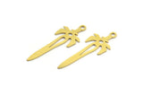 Brass Sword Charm, 24 Raw Brass Sword Shaped Charms With 1 Loop, Earrings, Charms Pendants, Findings (32x12x0.60mm) A4538
