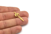 Brass Sword Charm, 24 Raw Brass Sword Shaped Charms With 1 Loop, Earrings, Charms Pendants, Findings (32x12x0.60mm) A4538