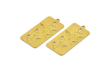 Brass Leaf Charm, 4 Raw Brass Rectangle Leaf Charms With 1 Loop, Charm Pendants (18x34x0.60mm) A4533
