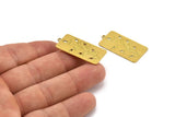 Brass Leaf Charm, 4 Raw Brass Rectangle Leaf Charms With 1 Loop, Charm Pendants (18x34x0.60mm) A4533