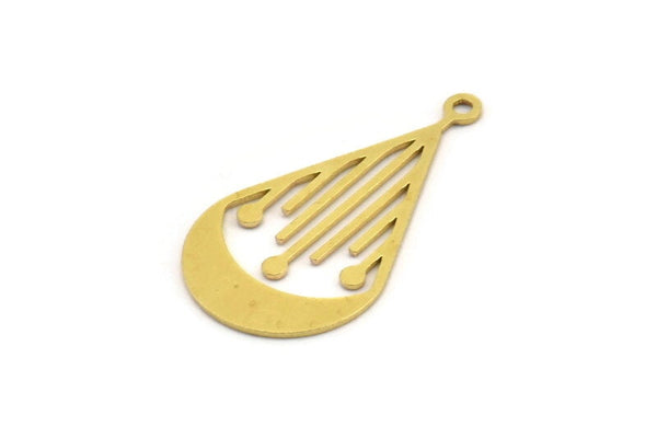 Brass Drop Charm, 12 Raw Brass Drop Charms With 1 Loop, Earrings, Findings (29x15x0.60mm) A4526