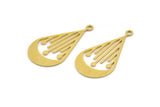 Brass Drop Charm, 12 Raw Brass Drop Charms With 1 Loop, Earrings, Findings (29x15x0.60mm) A4526