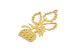 Brass Flower Charm, 8 Raw Brass Flower Shaped Charms With 1 Loop, Findings (40x23x0.60mm) A4525