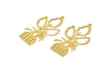 Brass Flower Charm, 8 Raw Brass Flower Shaped Charms With 1 Loop, Findings (40x23x0.60mm) A4525