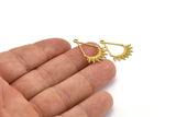 Brass Drop Charm, 24 Raw Brass Drop Charms With 1 Loop, Sun Charm (25x19x0.60mm) A4559