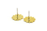 Earring Studs, 10 Raw Brass - Cloud Shaped Stud Earrings - Brass Earrings - Earrings (10x12x0.80mm) A4284