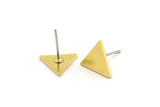 Brass Triangle Earring, 10 Raw Brass Tiny Triangle Shaped Stud Earrings (10x11.5x1mm) A4285