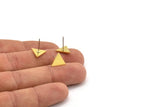 Brass Triangle Earring, 10 Raw Brass Tiny Triangle Shaped Stud Earrings (10x11.5x1mm) A4285
