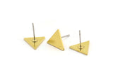 Brass Triangle Earring, 10 Raw Brass Tiny Triangle Shaped Stud Earrings (10x11.5x1mm) A4285
