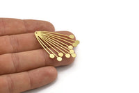 Brass Fringed Charm, 6 Raw Brass Fringed Shaped Charms With 1 Hole (44x33x0.80mm) A4277