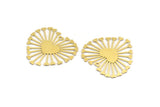 Brass Heart Charm, 4 Raw Brass Heart Shaped Charms With 1 Hole, Pendants, Earring Findings (34x37x0.60mm) A4275