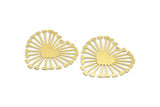 Brass Heart Charm, 2 Raw Brass Heart Shaped Charms With 1 Hole, Pendants, Earring Findings (44x48x0.60mm) A4274