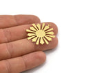 Brass Sun Charm, 6 Raw Brass Sun Charms With 1 Loop, Charm Pendants (32x30x0.60mm) A4272