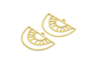 Semi Circle Charm, 12 Raw Brass Semi Circle Charms With 1 Loop, Pendant Charms (19x28x0.60mm) A4290