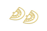 Semi Circle Charm, 12 Raw Brass Semi Circle Charms With 1 Loop, Pendant Charms (19x28x0.60mm) A4290