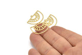 Semi Circle Charm, 12 Raw Brass Semi Circle Charms With 1 Loop, Pendant Charms (19x28x0.60mm) A4290