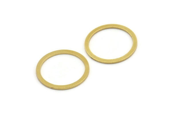23mm Circle Connectors - 12 Raw Brass Circle Connectors (23x1.8x1mm) A4286