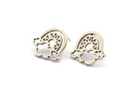 Küpe Çivisi, 2 Antik Gümüş Kaplama Pirinç - Gümüş Pirinç Küpeler - Gümüş Küpeler - Küpeler (19x18x1,5 mm) N1533 H1587
