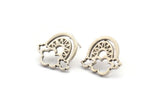 Küpe Çivisi, 2 Antik Gümüş Kaplama Pirinç - Gümüş Pirinç Küpeler - Gümüş Küpeler - Küpeler (19x18x1,5 mm) N1533 H1587